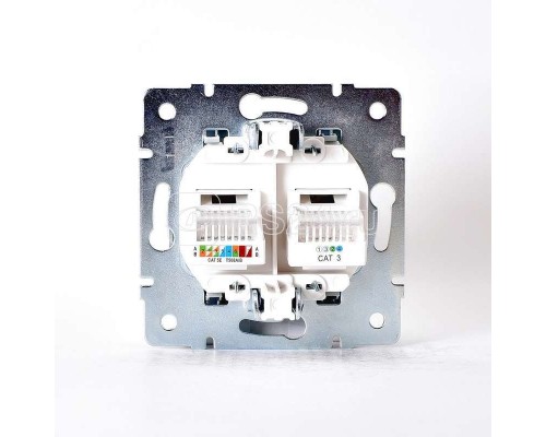 Механизм розетки компьютерн. + телеф. СП KARINA RJ11 + RJ45 серебро мат. LEZARD 707-4388-143