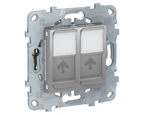 Механизм розетки компьютерная UNICA NEW RJ45 двойная кат.5е UTP алюм. SchE NU542030