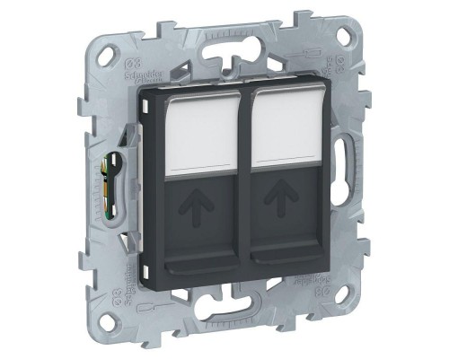 Механизм розетки компьютерная UNICA NEW RJ45 двойная кат.5е UTP антрацит SchE NU542054