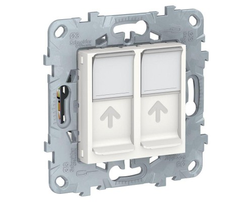 Механизм розетки компьютерная UNICA NEW RJ45 двойная кат.6 UTP бел. SchE NU542418