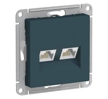 Механизм розетки компьютерной 2-м ATLAS DESIGN RJ45 + RJ45 кат.5e изумруд SchE ATN000885