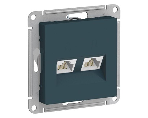 Механизм розетки компьютерной 2-м ATLAS DESIGN RJ45 + RJ45 кат.5e изумруд SchE ATN000885
