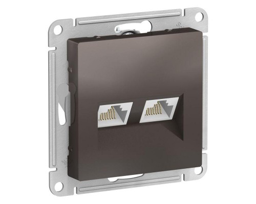Механизм розетки компьютерной 2-м ATLAS DESIGN RJ45 + RJ45 кат.5e мокко SchE ATN000685