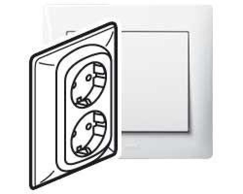 Механизм розетки СП Galea Life 2х2К+З защ. шторки авт. клемм. PRO21 бел. Leg 771033