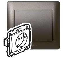 Механизм розетки СП Galea Life 2К+З с лицев. панелью защ. шторки темн. бронза Leg 771263