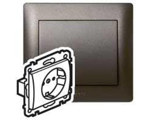 Механизм розетки СП Galea Life 2К+З с лицев. панелью защ. шторки темн. бронза Leg 771263