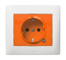 Механизм розетки СП Galea Life 2К+З защ. шторки оранж. свет. Leg 771045