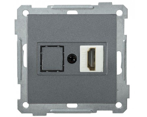 Механизм розетки СП HDMI BOLERO РHDMI-0-Б антрацит ИЭК EHB10-K95