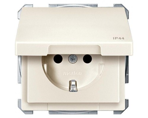 Механизм розетки СП Merten с защ. крышкой IP44 беж. SchE MTN2414-4044