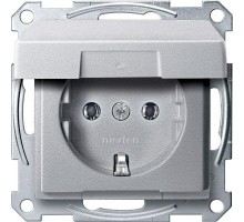 Механизм розетки СП Merten с защ. крышкой с заземл. алюм. SchE MTN2311-0460