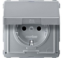 Механизм розетки СП Merten с защ. крышкой защ. шторки с заземл. IP44 алюм. SchE MTN2310-7260