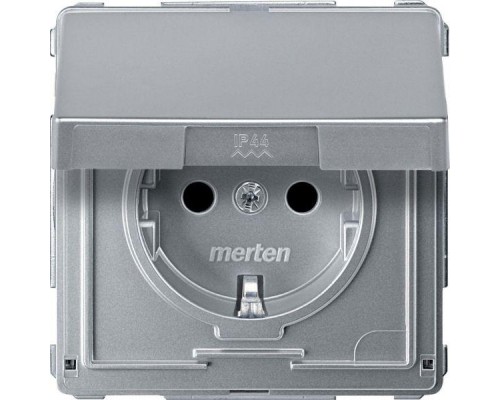 Механизм розетки СП Merten с защ. крышкой защ. шторки с заземл. IP44 алюм. SchE MTN2310-7260