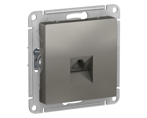 Механизм розетки телефонной 1-м СП ATLAS DESIGN RJ11 сталь SchE ATN000981