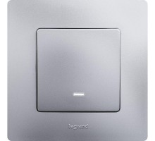 Механизм выключателя 1-кл. СП Etika 10А IP20 250В 10AX с подсветкой/индикацией безвинт. зажимы алюм. Leg 672403