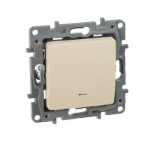 Механизм выключателя 1-кл. СП Etika 10А IP20 250В 10AX с подсветкой/индикацией безвинт. зажимы сл. кость Leg 672303