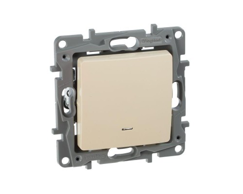 Механизм выключателя 1-кл. СП Etika 10А IP20 250В 10AX с подсветкой/индикацией безвинт. зажимы сл. кость Leg 672303