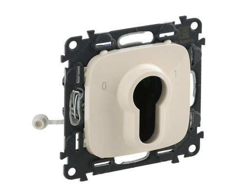 Механизм выключателя 1-кл. СП Valena Allure 10А IP20 230В с ключом 2 полож. с лиц. панелью сл. кость Leg 755236