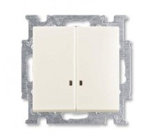 Механизм выключателя 2-кл. 1п СП Basic 55 10А IP20 с клавишей с линзой подсветки с неон. лампой chalet-white ABB 2CKA001012A2188