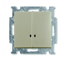 Механизм выключателя 2-кл. 1п СП Basic 55 10А IP20 с клавишей с линзой подсветки с неон. лампой шампань ABB 2CKA001012A2168
