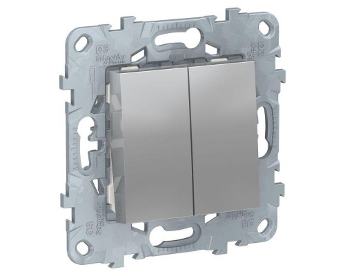 Механизм выключателя 2-кл. 2мод. СП Unica New IP21 (сх. 5) алюм. SchE NU521130