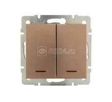 Механизм выключателя 2-кл. Рейн с подсветкой мат. бронз. LEZARD 703-3188-112