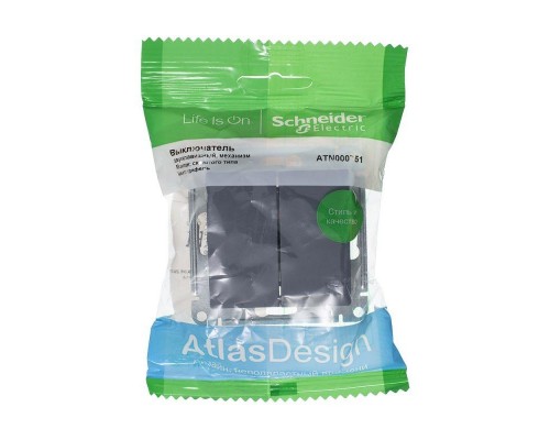 Механизм выключателя 2-кл. СП AtlasDesign 10А IP20 (сх. 5) 10AX грифель SchE ATN000751