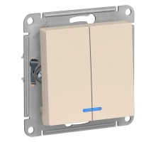 Механизм выключателя 2-кл. СП AtlasDesign 10А IP20 (сх. 5а) 10AX с подсветкой беж. SchE ATN000253