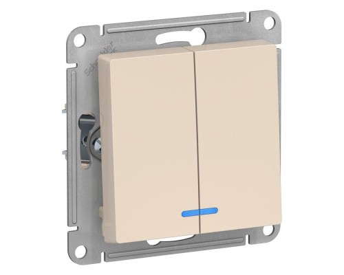 Механизм выключателя 2-кл. СП AtlasDesign 10А IP20 (сх. 5а) 10AX с подсветкой беж. SchE ATN000253