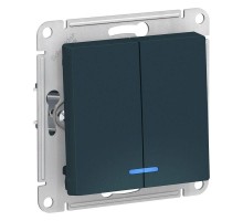 Механизм выключателя 2-кл. СП AtlasDesign 10А IP20 (сх. 5а) 10AX с подсветкой изумруд SchE ATN000853