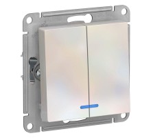 Механизм выключателя 2-кл. СП AtlasDesign 10А IP20 (сх. 5а) 10AX с подсветкой жемчуж. SchE ATN000453