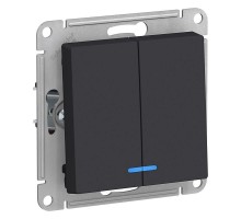 Механизм выключателя 2-кл. СП AtlasDesign 10А IP20 (сх. 5а) 10AX с подсветкой карбон SchE ATN001053
