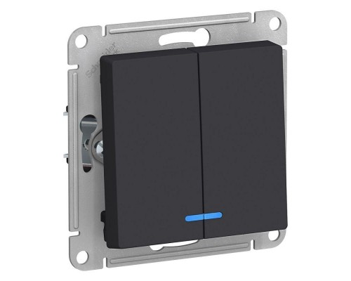 Механизм выключателя 2-кл. СП AtlasDesign 10А IP20 (сх. 5а) 10AX с подсветкой карбон SchE ATN001053