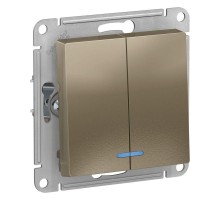 Механизм выключателя 2-кл. СП AtlasDesign 10А IP20 (сх. 5а) 10AX с подсветкой шампань SchE ATN000553