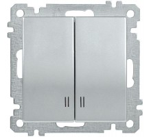 Механизм выключателя 2-кл. СП Bolero 10А IP20 ВС10-2-1-Б с индикацией серебр. ИЭК EVB21-K23-10