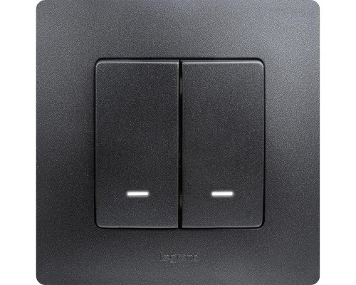 Механизм выключателя 2-кл. СП Etika 10А IP20 250В 10AX с подсветкой / индикацией авт. зажимы антрацит Leg 672604