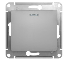 Механизм выключателя 2-кл. СП Glossa 10А IP20 (сх. 5а) 10AX с подсветкой алюм. SchE GSL000353