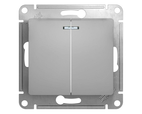 Механизм выключателя 2-кл. СП Glossa 10А IP20 (сх. 5а) 10AX с подсветкой алюм. SchE GSL000353