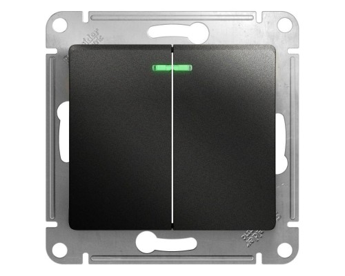 Механизм выключателя 2-кл. СП Glossa 10А IP20 (сх. 5а) 10AX с подсветкой антрацит SchE GSL000753