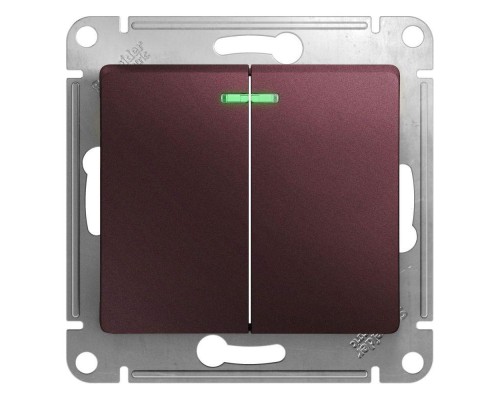 Механизм выключателя 2-кл. СП Glossa 10А IP20 (сх. 5а) 10AX с подсветкой баклажан. SchE GSL001153