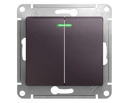 Механизм выключателя 2-кл. СП Glossa 10А IP20 (сх. 5а) 10AX с подсветкой сиренев. туман SchE GSL001453