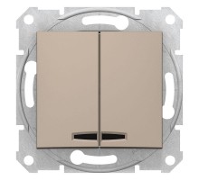 Механизм выключателя 2-кл. СП Sedna 10А IP20 (сх. 5) 250В с подсветкой титан SchE SDN0300368