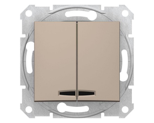 Механизм выключателя 2-кл. СП Sedna 10А IP20 (сх. 5) 250В с подсветкой титан SchE SDN0300368