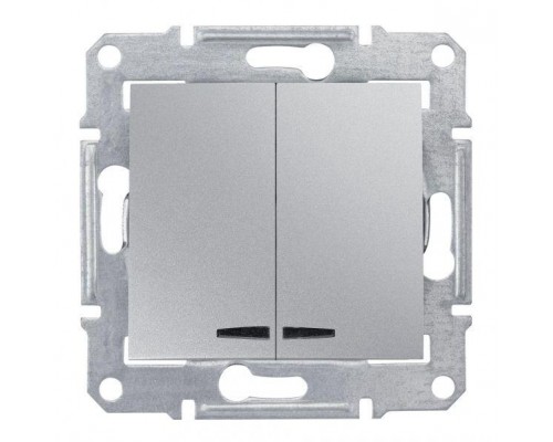 Механизм выключателя 2-кл. СП Sedna 10А IP20 (сх. 5а) 250В с син. подсветкой алюм. SchE SDN0300360