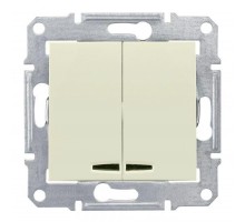 Механизм выключателя 2-кл. СП Sedna 10А IP20 (сх. 5а) 250В с син. подсветкой беж. SchE SDN0300347