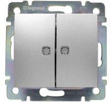 Механизм выключателя 2-кл. СП Valena 10А IP31 250В с 2 оранж. индикацией алюм. Leg 770213