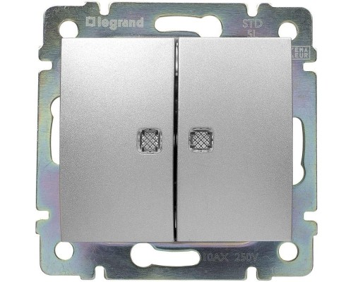 Механизм выключателя 2-кл. СП Valena 10А IP31 250В с 2 оранж. индикацией алюм. Leg 770213