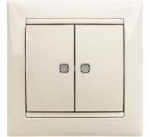 Механизм выключателя 2-кл. СП Valena 10А IP31 250В с зел. подсветкой сл. кость Leg 774328