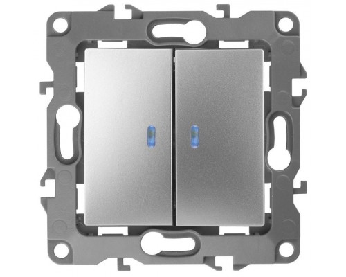 Механизм выключателя 2-кл. СП Эра12 10А IP20 12-1105-03 250В 10AX с подсветкой алюм. Эра Б0014659
