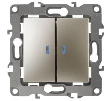 Механизм выключателя 2-кл. СП Эра12 10А IP20 12-1105-04 250В 10AX с подсветкой шампань Эра Б0014660