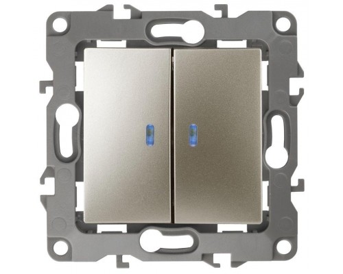 Механизм выключателя 2-кл. СП Эра12 10А IP20 12-1105-04 250В 10AX с подсветкой шампань Эра Б0014660